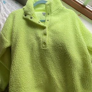 Small Fuzzy Neon yellow/ green aerie half button crewneck